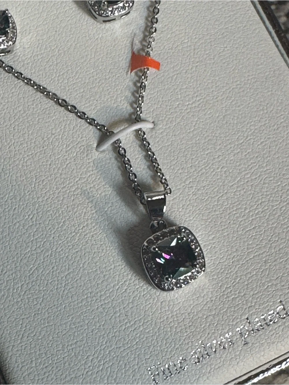 Silver-Plated Mystic Crystal Necklace & Stud Earrings